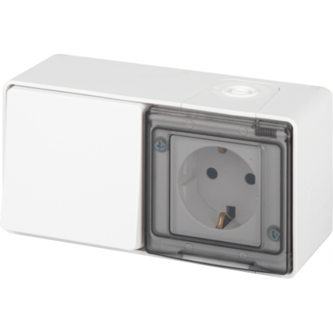Блок розетка с выключателем ЭРА ЭКСПЕРТ 11-7501-01 IP55 16А (10AX)-250В ОУ белый B0063288 Блок розетка с выключателем ЭРА ЭКСПЕРТ 11-7501-01 IP55 16А (10AX)-250В ОУ белый B0063288