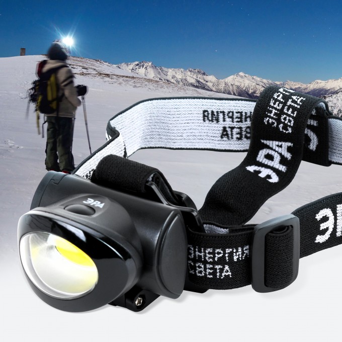 Фонарь налобный светодиодный ЭРА GB-601 на батарейках мощный яркий 3 режима черный B0027818 Фонарь налобный светодиодный ЭРА GB-601 на батарейках мощный яркий 3 режима черный B0027818