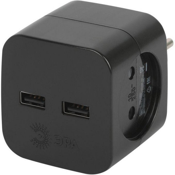 Разветвитель электрический ЭРА SP-2-USB-B на 2 розетки 220В+ 2xUSB 2400мА без заземл 10А черн. Б0049535 B0049535 Разветвитель электрический ЭРА SP-2-USB-B на 2 розетки 220В+ 2xUSB 2400мА без заземл 10А черн. Б0049535 B0049535