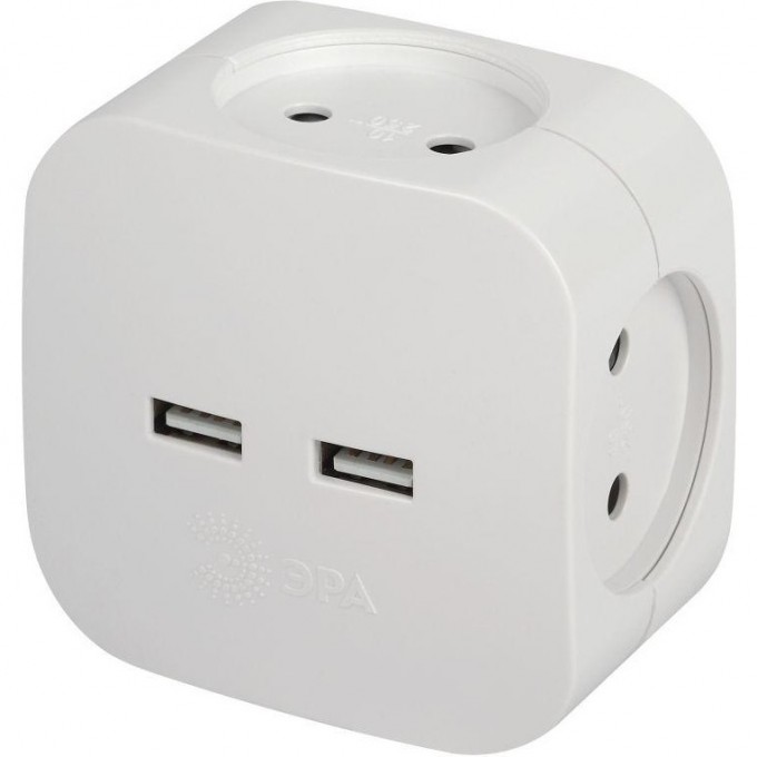 Разветвитель электрический ЭРА SP-4-USB-W на 4 розетки 220В+ 2xUSB 2400мА без заземл 10А бел. Б0049532 B0049532 Разветвитель электрический ЭРА SP-4-USB-W на 4 розетки 220В+ 2xUSB 2400мА без заземл 10А бел. Б0049532 B0049532