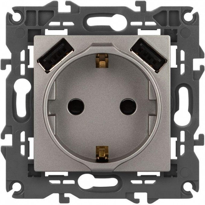 Розетка ЭРА ELEGANCE Б0065775 14-4109-16 2P+E 16A-250В штор. с 2xUSB 5В-3А титан B0065775 Розетка ЭРА ELEGANCE Б0065775 14-4109-16 2P+E 16A-250В штор. с 2xUSB 5В-3А титан B0065775