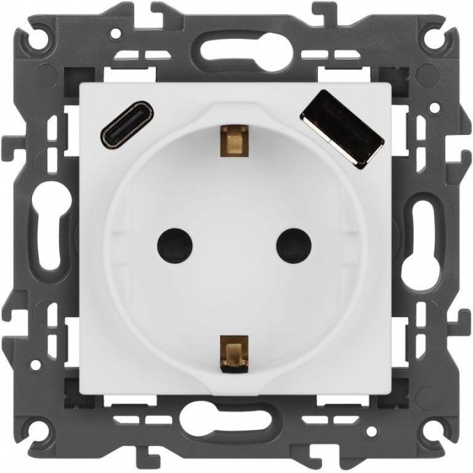 Розетка ЭРА ELEGANCE Б0067710 14-4108-01М 2P+E 16A-250В со шторками с USB type-A+C 5В-3А матовый белый B0067710 Розетка ЭРА ELEGANCE Б0067710 14-4108-01М 2P+E 16A-250В со шторками с USB type-A+C 5В-3А матовый белый B0067710