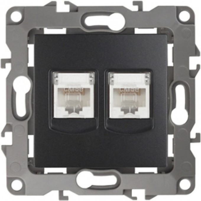 Розетка информационная ЭРА 12-3108-05 двойная 2XRJ45 IP20 антрацит B0014733 Розетка информационная ЭРА 12-3108-05 двойная 2XRJ45 IP20 антрацит B0014733