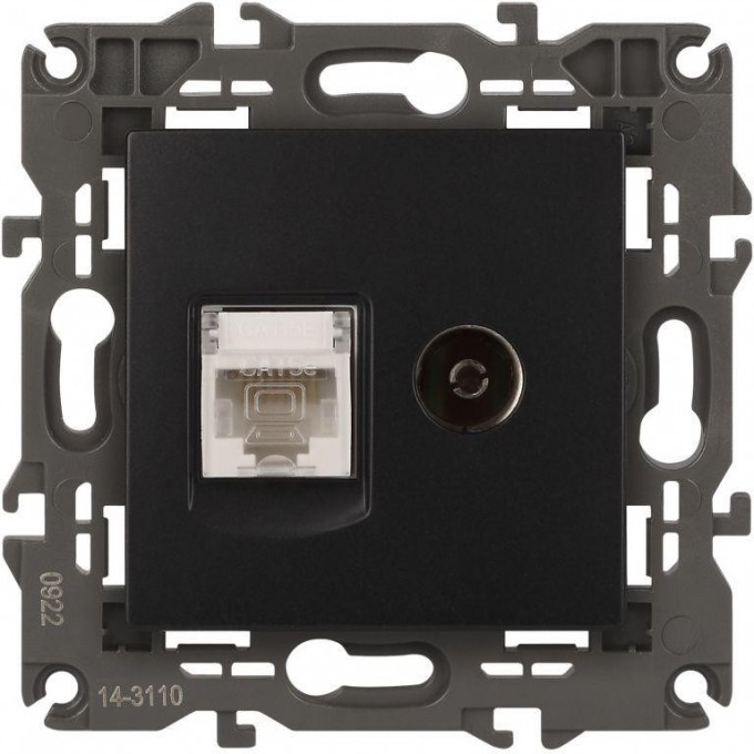 Розетка компьютерная + телевизионная 2-м ЭРА ELEGANCE 14-3110-05 RJ45 + TV IP20 антрацит B0034318 Розетка компьютерная + телевизионная 2-м ЭРА ELEGANCE 14-3110-05 RJ45 + TV IP20 антрацит B0034318