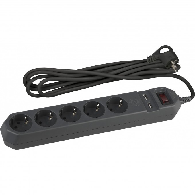 Сетевой фильтр ЭРА USF-5ES-1.5M-USB-B с базовой защитой с заземлением с выключателем 5 розеток 1,5м 2хUSB 10А черный B0019036 Сетевой фильтр ЭРА USF-5ES-1.5M-USB-B с базовой защитой с заземлением с выключателем 5 розеток 1,5м 2хUSB 10А черный B0019036