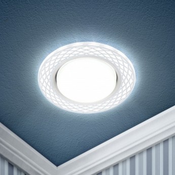 Светильник ЭРА DK LD37 WH/WH декор cо светодиодной подсветкой GX53 белый/белый Светильник ЭРА DK LD37 WH/WH декор cо светодиодной подсветкой GX53 белый/белый