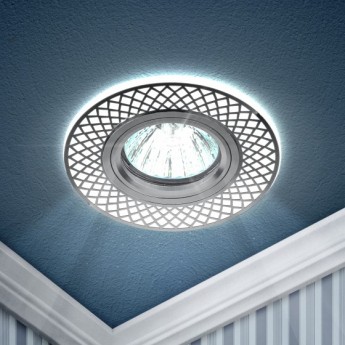 Светильник ЭРА DK LD42 WH/CH /1 декор cо светодиодной подсветкой MR16 белый/хром Светильник ЭРА DK LD42 WH/CH /1 декор cо светодиодной подсветкой MR16 белый/хром