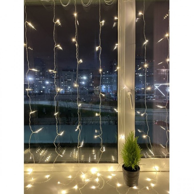 Светодиодная новогодняя гирлянда ЭРА ENOZ-2B ЗАНАВЕС уличная 2 м*2 м желтая 96 LED B0041908 Светодиодная новогодняя гирлянда ЭРА ENOZ-2B ЗАНАВЕС уличная 2 м*2 м желтая 96 LED B0041908