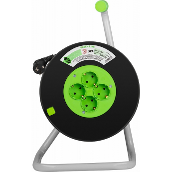 Удлинитель на пластиковой катушке ЭРА GREENLINE Б0065107 4х50м с заземлением KAT-3x1.5-50m ПВС 3х1.5