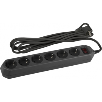 Удлинитель с сетевым фильтром ЭРА Б0037263 6х3м с заземлением 10А IP20 USF-6es-3m-B черный