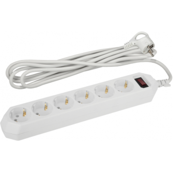 Удлинитель с сетевым фильтром ЭРА Б0037264 6х5м с заземлением 10А IP20 USF-6es-5m-W белый