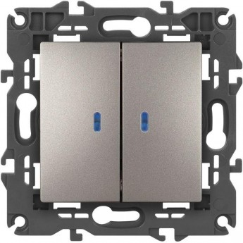 Выключатель ЭРА ELEGANCE Б0065789 14-1105-16 двойной с подсветкой 10АХ-250В титан