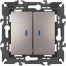 Выключатель ЭРА ELEGANCE Б0065789 14-1105-16 двойной с подсветкой 10АХ-250В титан B0065789